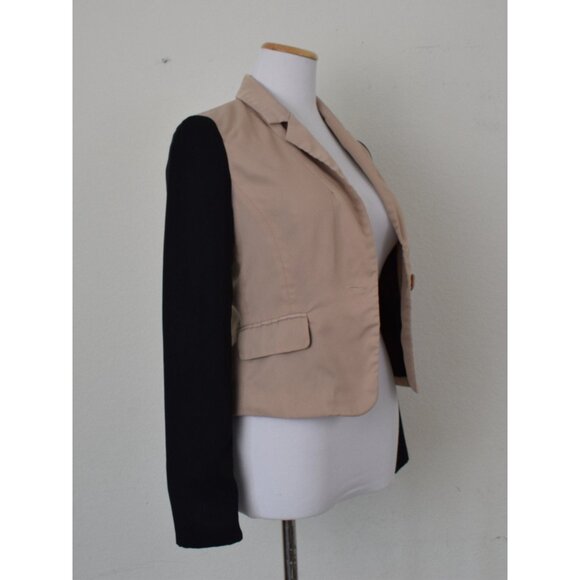 Vintage 90s Tan/Black Crop Poly/Spandex Jacket size S - Picture 9 of 10